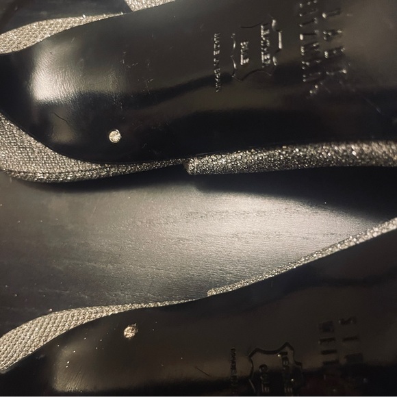 Stuart Weitzman Stiletto Slingback Sandals - Women 8.5 - Silver Metallic - Picture 6 of 8